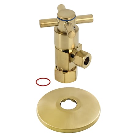 Kingston Brass 5/8"O.D x 3/8" O.D Anti-Seize Deluxe Quarter Turn Ceramic Hardisc Cartridge Angle Stop, Brushed Brss CD53307DXK
